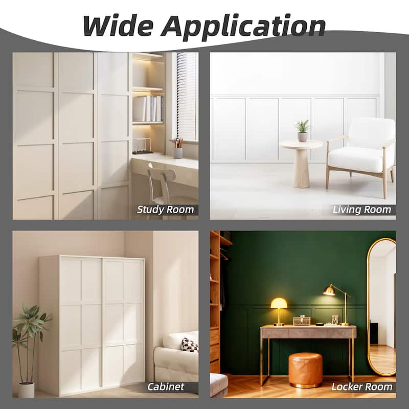 Art3d White Wainscoting Decorative Trim Set 12panels Kit or 25Panels Kit