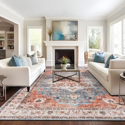 World Rug Gallery Traditional Distressed Washable Non Slip Area Rug