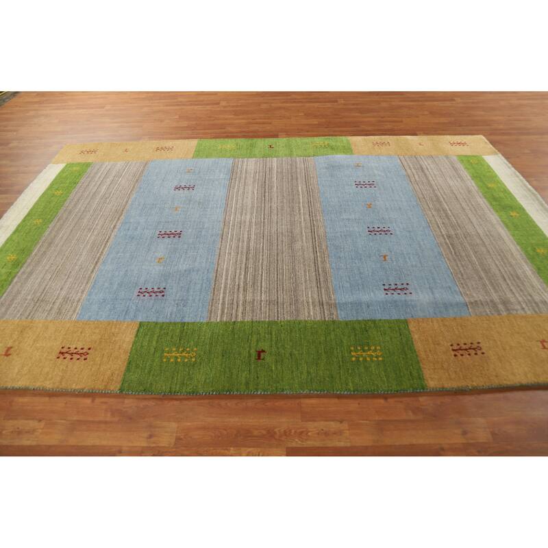 Hand Knotted Oriental 100% Wool Carpet Tribal Animal Pictorial Multi-Colored Gabbeh Area Rug - 9' 10'' X 6' 5''