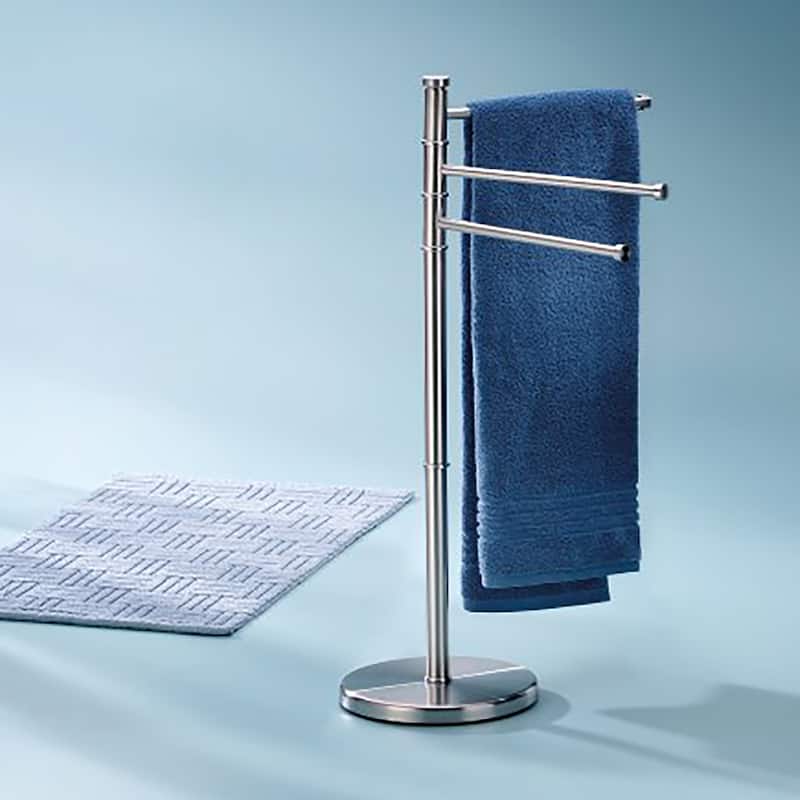 Freestanding 3-Arm Towel Rack in Stainless Steel - 19 L x 10 W x 34 H