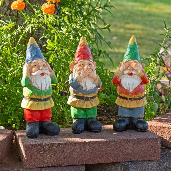 Sunnydaze Three Wise Gnomes - Hear No Evil Speak No Evil See No