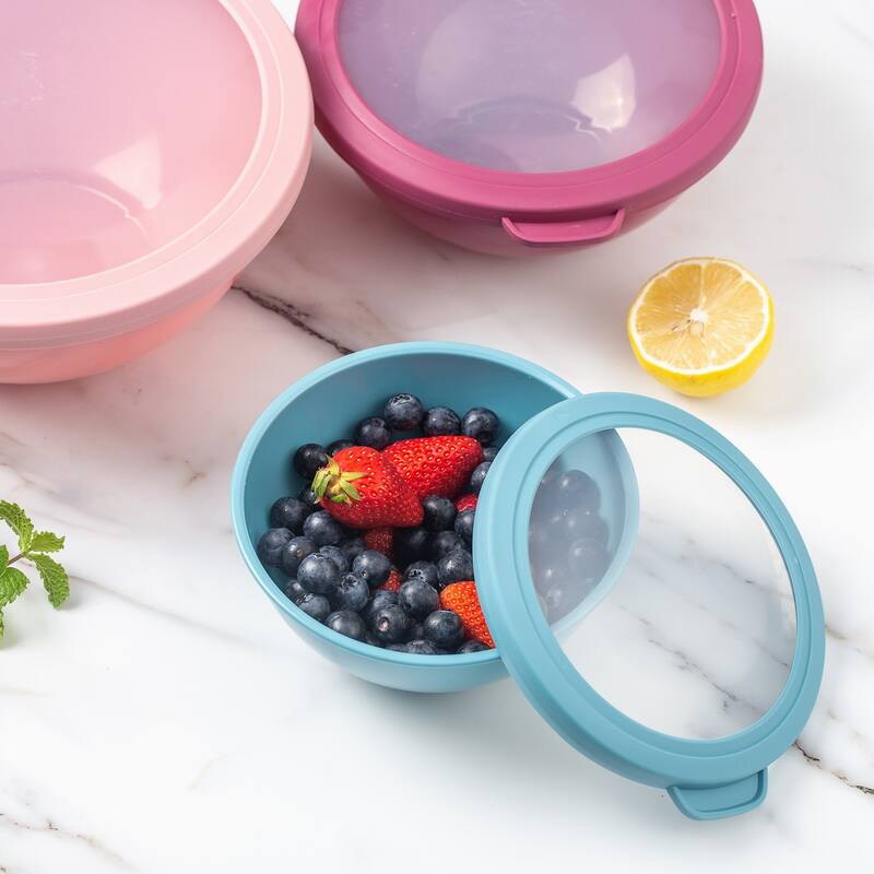 COOK WITH COLOR - 12 Piece Plastic Nesting Bowls - 6 Prep Bowls and 6 Lids, Microwave Safe