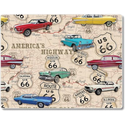 Route 66 Map 3mm Heat Tolerant Tempered Glass Cutting Board 10” x 8” Made in the USA Dishwasher Safe
