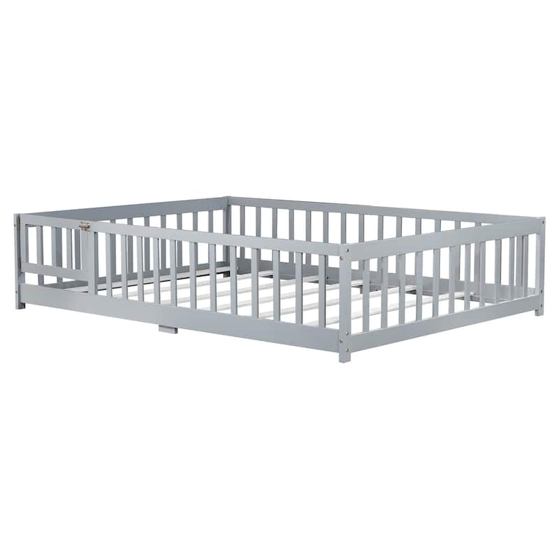 Full Size Floor Bed with Fence and Door