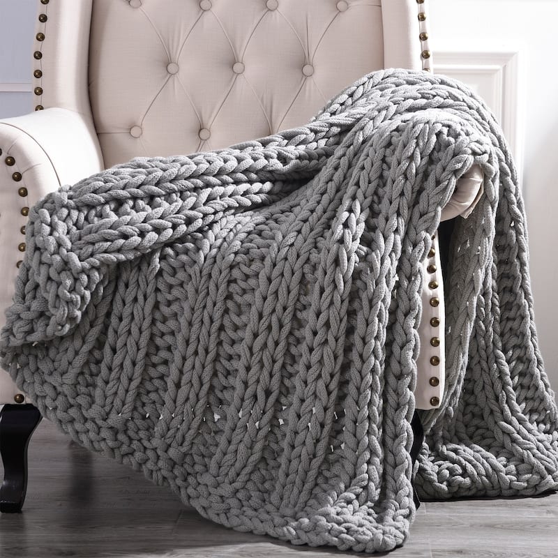 Modern Threads Luxury Chunky Knit Acrylic Bed Sofa Throw