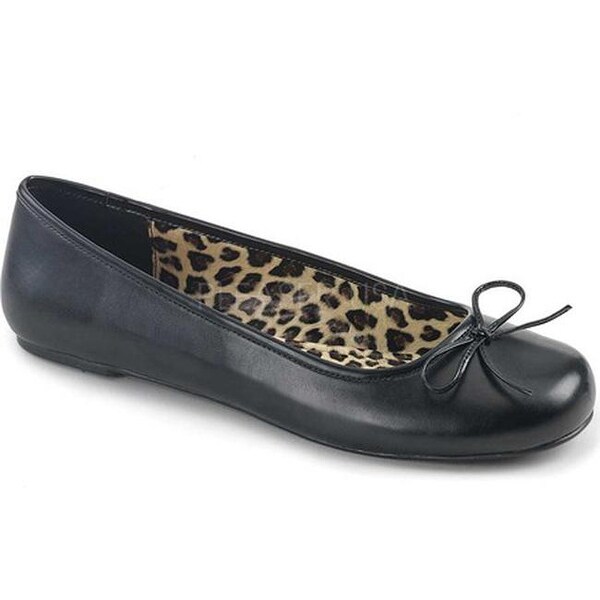 Pleaser Pink Label Women's Anna 01 Ballet Flat Black Faux Leather