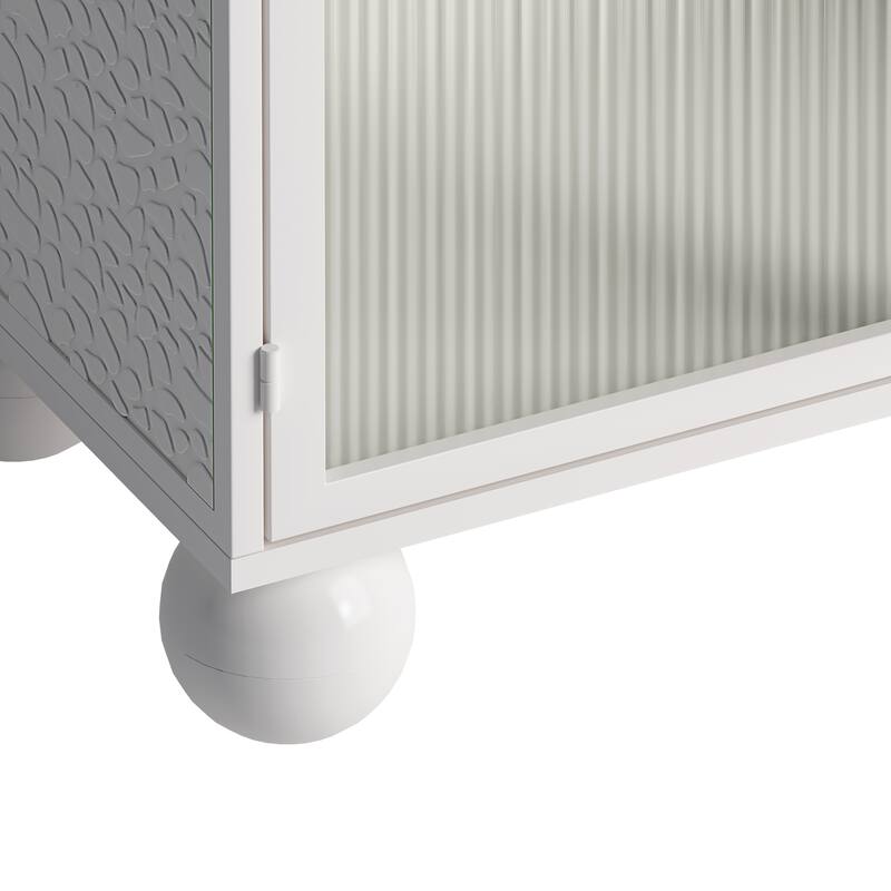 Freestanding Floor Cabinet With Glass Door
