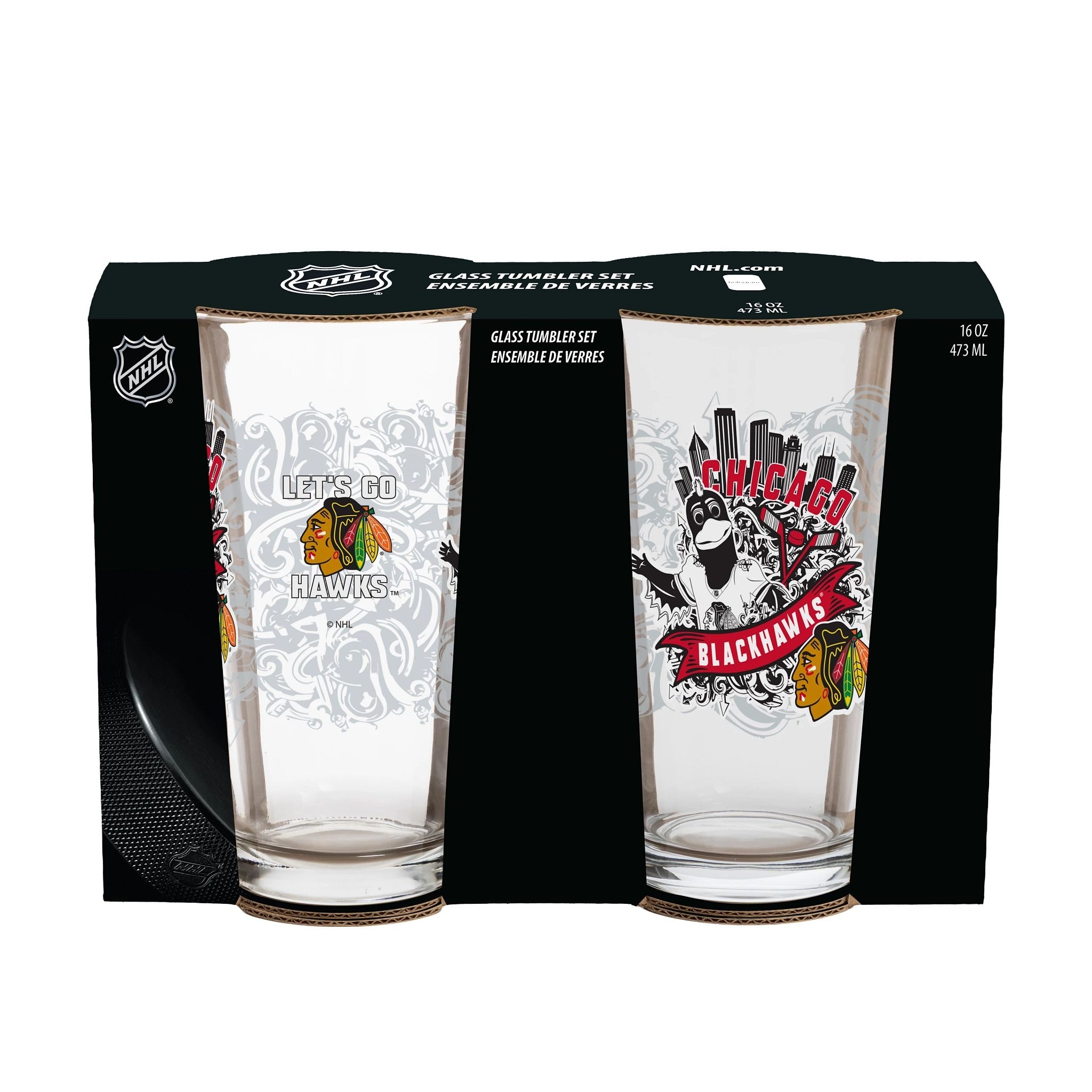 Chicago Blackhawks 16 oz Pint Glasses, Set of 2 - 16 oz