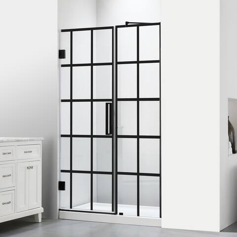 FELYL 48" W x 72" H Hinged Semi-Frameless Shower Door with Heat Soaking Process and Protective Coating Clear Glass