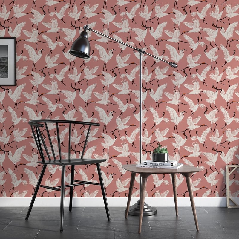 Tempaper Family of Cranes by Novogratz Peel and Stick Wallpaper