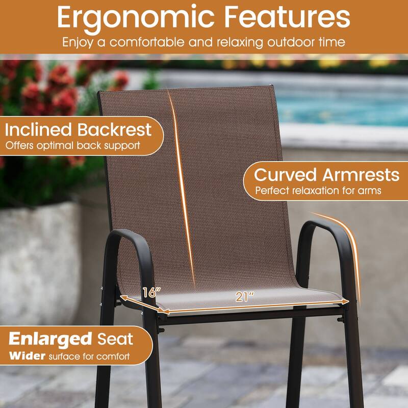 Costway 2 PCS Outdoor Bar Stools 29" Fabric Bar Height Stools with - See Details