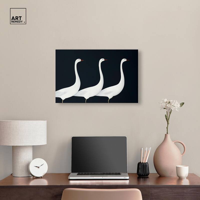 Trio of Swans Canvas by Art Remedy, Gallery Wrapped