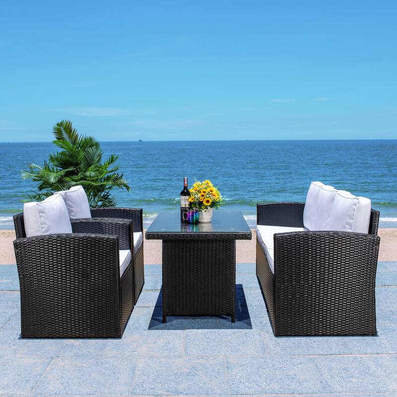 SAFAVIEH Outdoor Living Nyra 4-Piece Patio Dining Set - 70"W x 32"D x 27"H