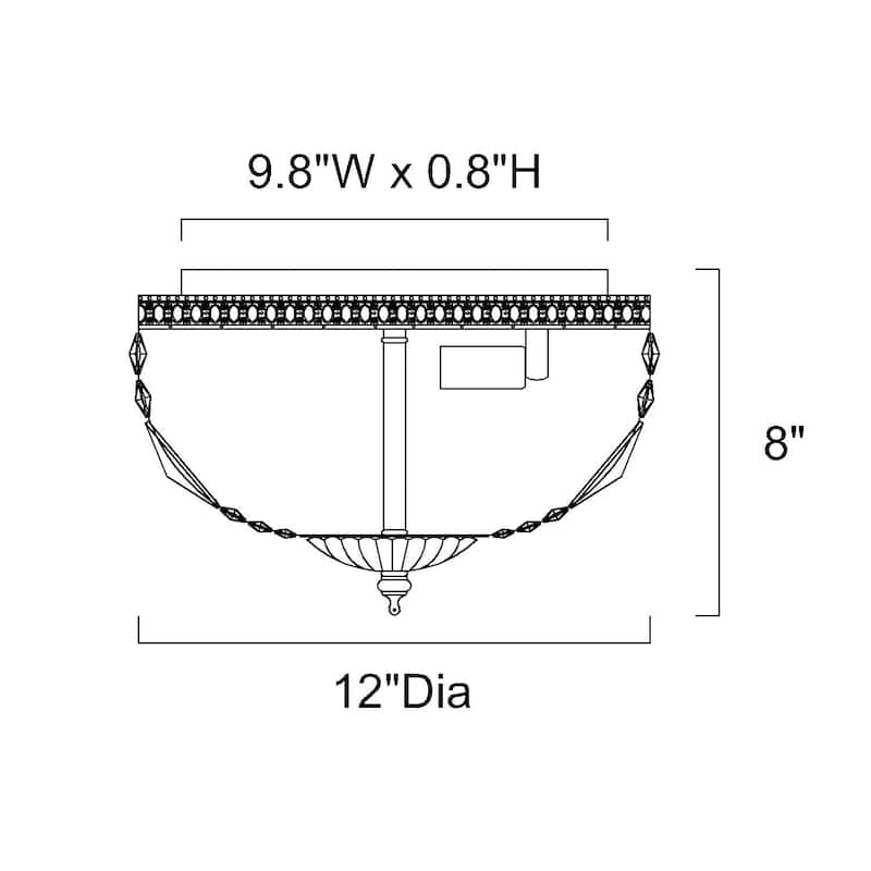 Black 3-Light Bowl Style Crystal Basket Flush Mount