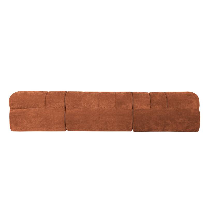 122" Orange L-Shaped Sectional Sofa with Foam and Polyester, 2-Piece Set