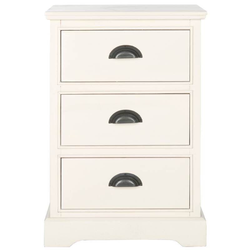 SAFAVIEH Claudine Grey 3-Drawer Storage Side Table - 17.7" x 13.8" x 26.8" - 18Wx14Dx26H - White