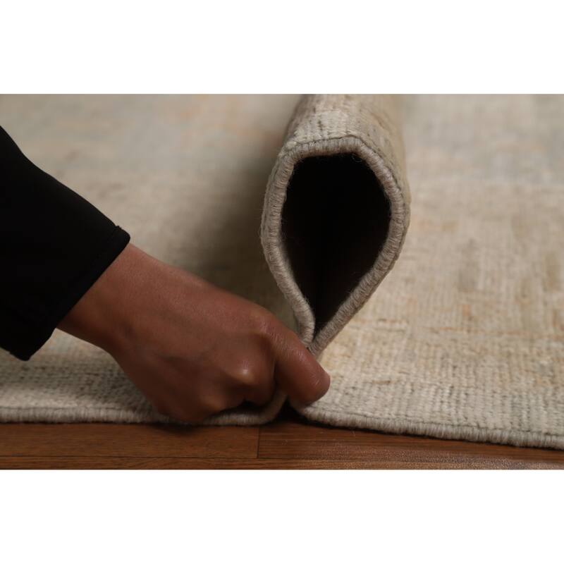 Hand Knotted Oriental 100% Wool Carpet Transitional All-Over Navy Blue & Blues Oushak Area Rug - 11' 10'' X 9' 0''