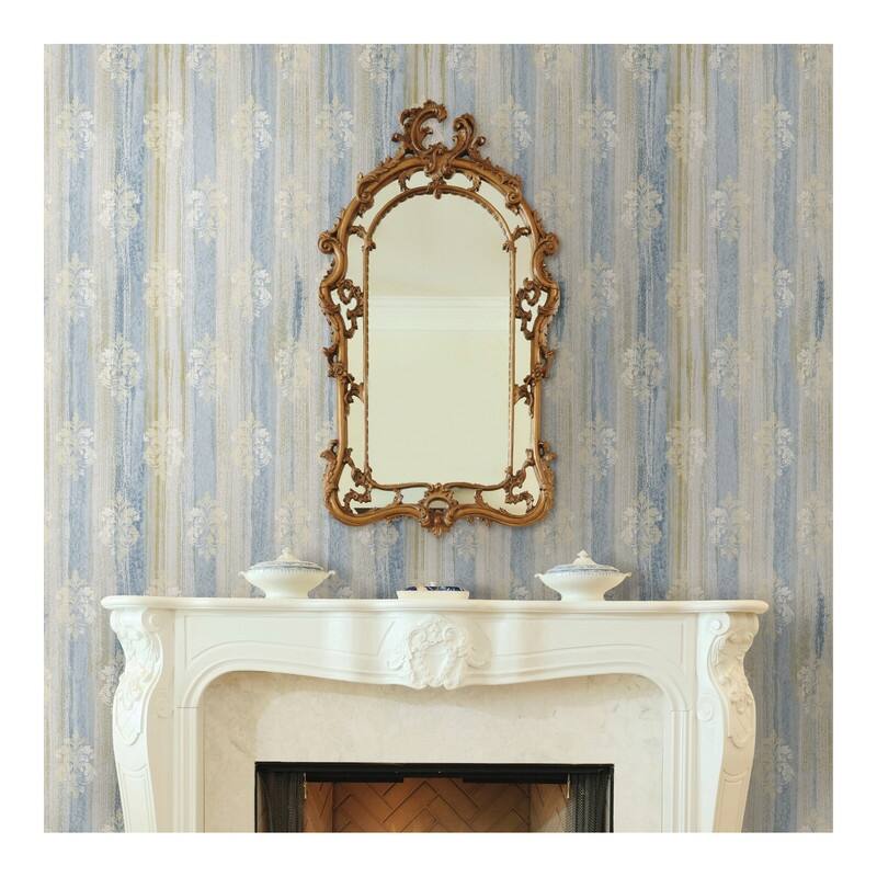 Advantage Alison Blue Damask Motif Wallpaper - 21 x 396 x 0.025