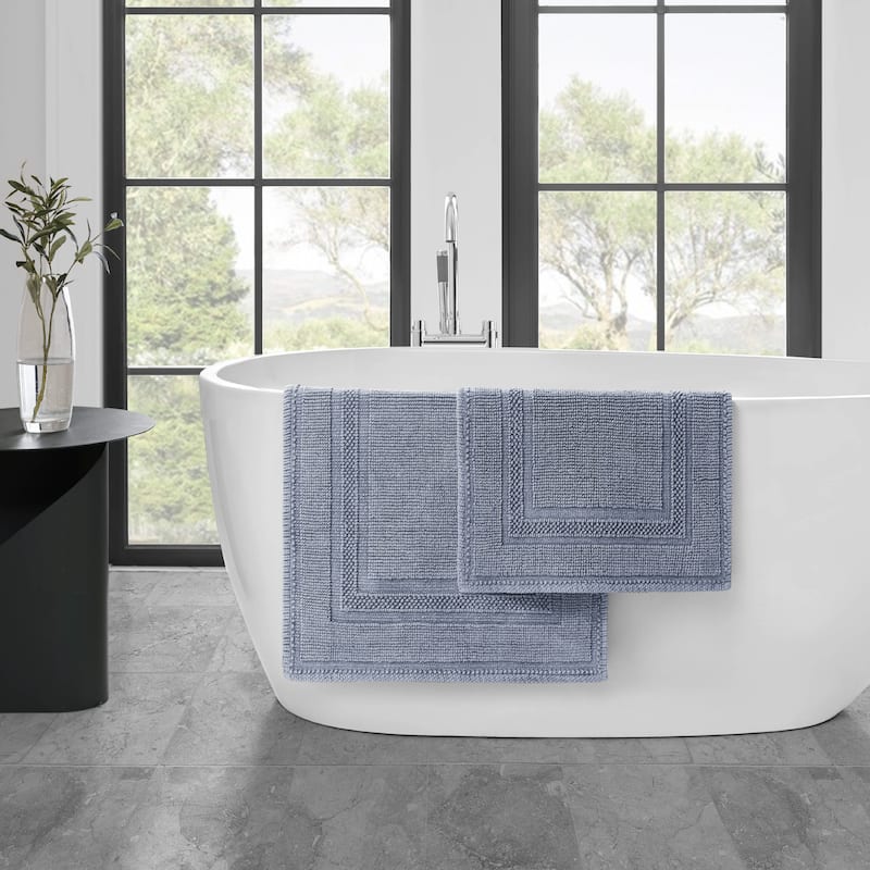Jean Pierre Cotton Stonewash Racetrack 2-Piece Bath Rug Set