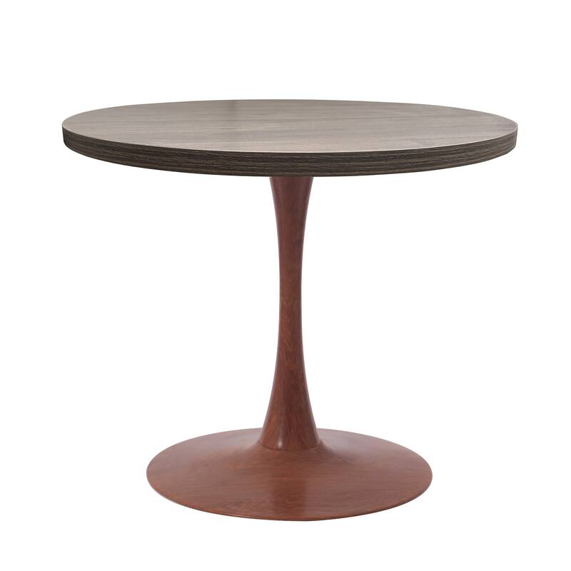 Bristol 27" Round Dining Table with MDF Top and Cherry Steel Pedestal Base for Modern Kitchen and Dining Room