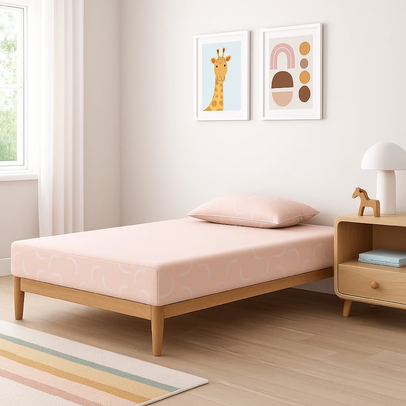 Ruve Twin Mattress, Standard Pillow, Memory Foam, Light Pink 7 Inch