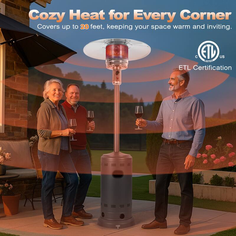 Powder-Coated Propane Gas Outdoor Heater with Wheels, ETL Certified