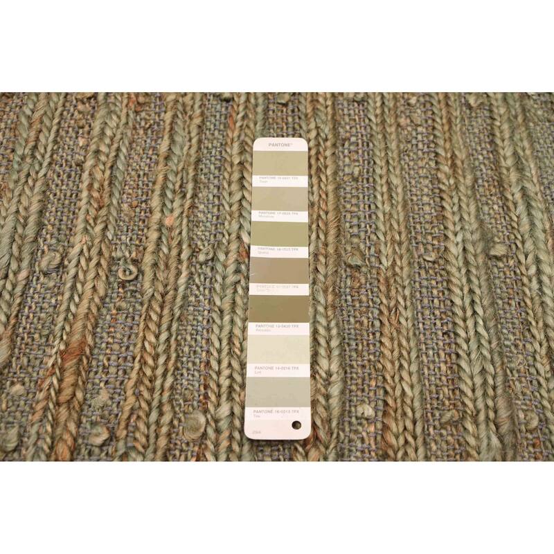 ECARPETGALLERY Braided Weave Palas Denizli Green Jute Rug - 5'2 x 7'11