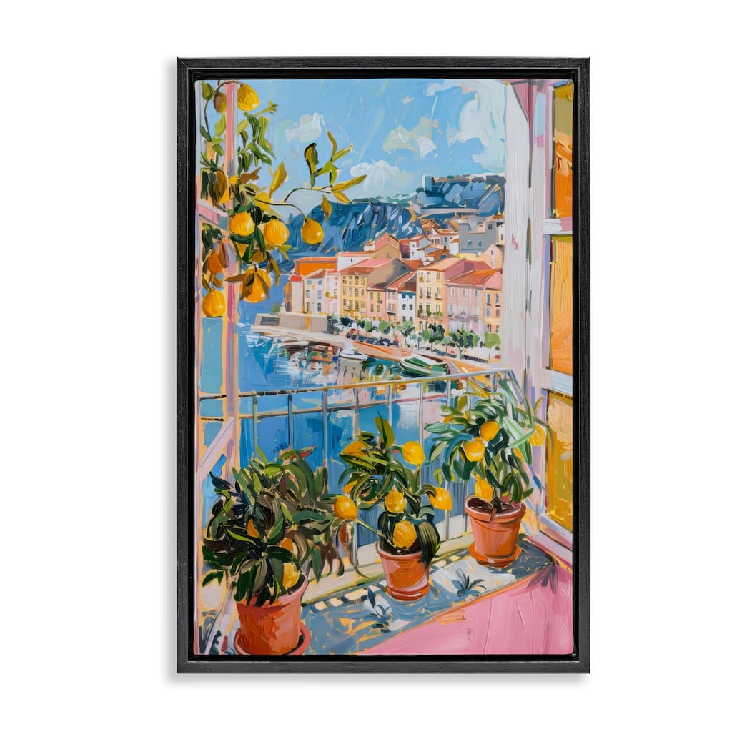 Stupell Seaside Town Window View Framed Floater Canvas Wall Art Design By LSR Design Studio