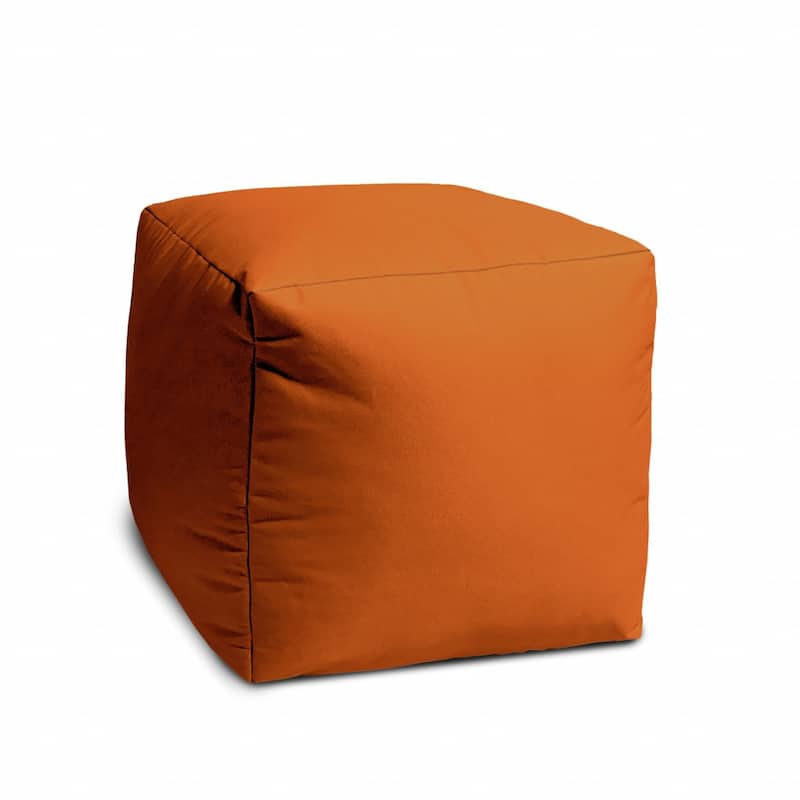 HomeRoots 17" Cool Orange Solid Color Indoor Outdoor Pouf Ottoman - 17' X '17' X '17