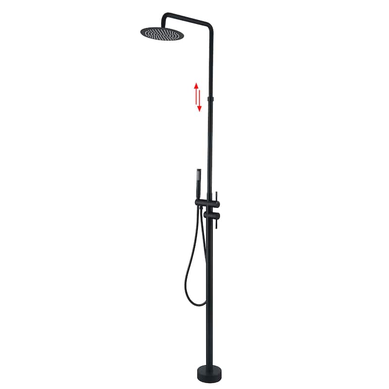 85.82'' H Freestanding Stainless Steel Outdoor Shower, Temperature Controlled Rainfall Shower System