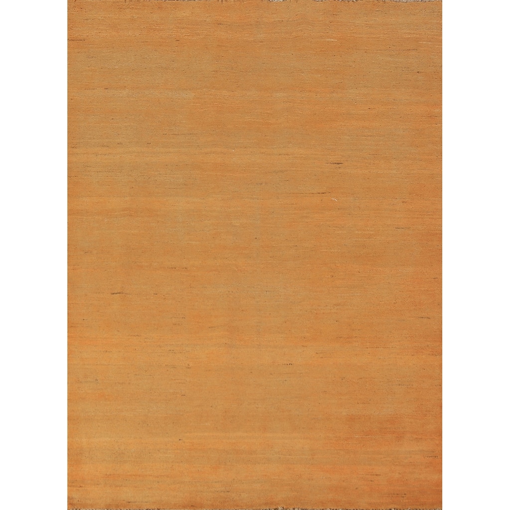 Orange & Yellow Gabbeh Modern Area Rug Handmade Wool Carpet - 4'11" x 6'6"