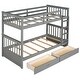 preview thumbnail 6 of 55, Classic Founder Twin-Over-Twin Bunk Bed with Ladders and 2 Storage Drawers for Dorm, Bedroom with Solid Wood Slats Support
