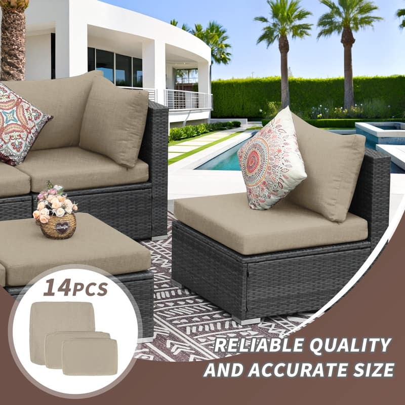 FINCATI 27" × 27" Sectional Cushion Slipcover, Outdoor Cushion Replacement Cover, Patio Seat Cover 27 Inches (COVER ONLY!)