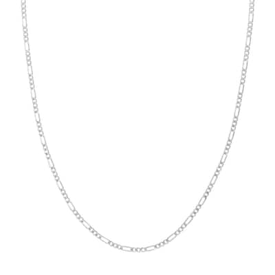 Curata 14k White Gold Figaro Chain Necklace 2.36mm (Lobster)