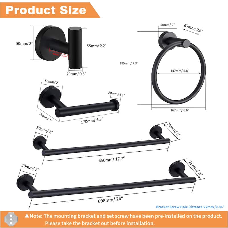Modern Bath Hardware Set Towel Holder Set in Stainless Steel