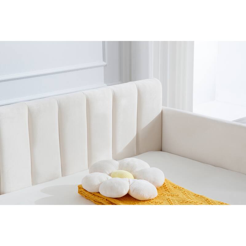 Elena Twin Size Beige Velvet Upholstered Daybed
