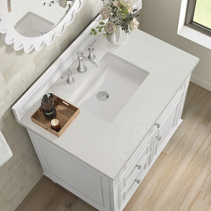 James Martin Vanities Lorelai 36" Single Vanity, Bright White - Lime Delight