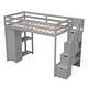preview thumbnail 13 of 12, Twin size Loft Bed with Shelves, Drawers and Stairs, Grey