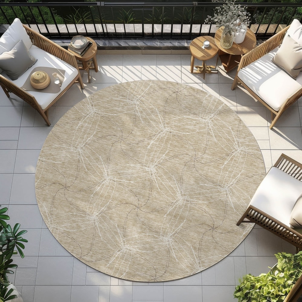 Machine Washable Indoor/ Outdoor Abstract Contemporary Chantille Rug