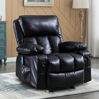 Faux Leather Recliner Chair with Adjustable Heating Massage - Bed Bath
