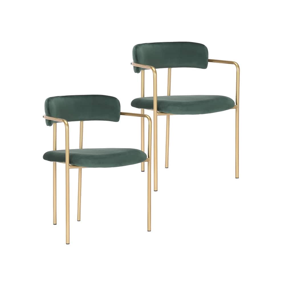 Porthos Home Eder Dining Chairs Set of 2, Velvet, Gold Chrome