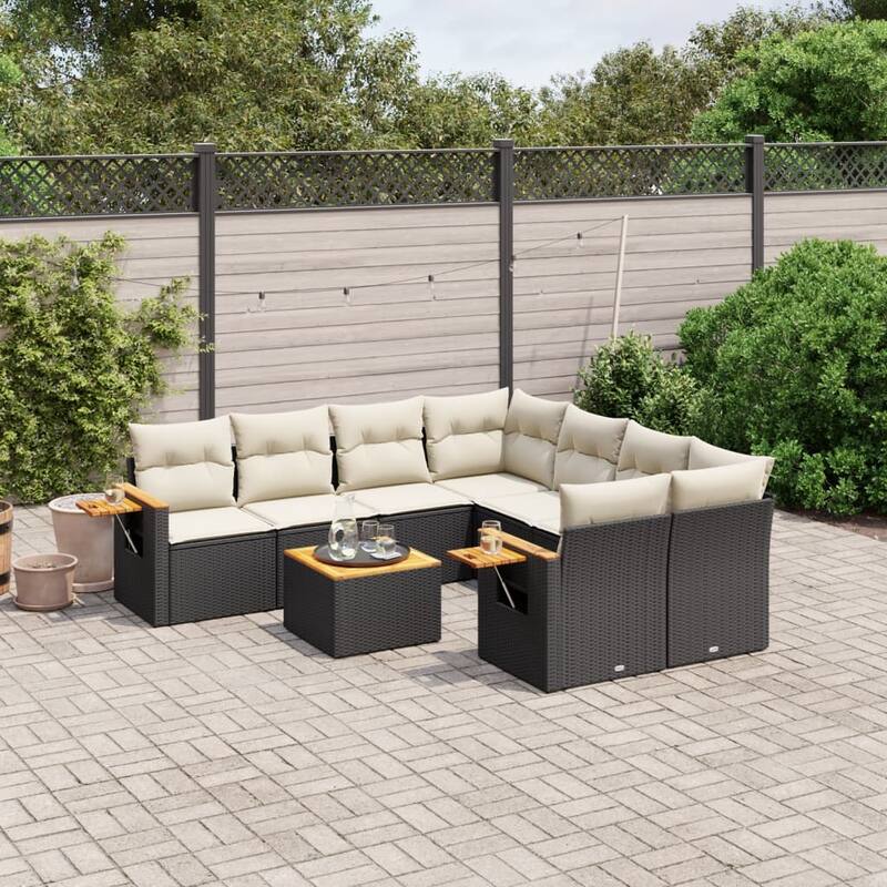 vidaXL Garden Sofa Set Black, Cream White - 21.7 x 21.7 x 14.6