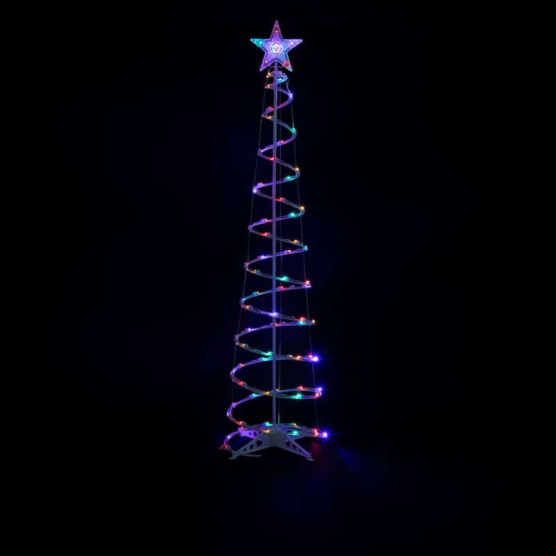 6ft LED Spiral Cone Tree Outdoor Christmas Decoration, Multi Lights - White