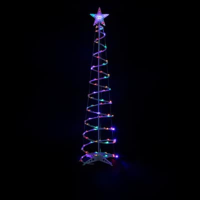 6ft LED Spiral Cone Tree Outdoor Christmas Decoration, Multi Lights - White