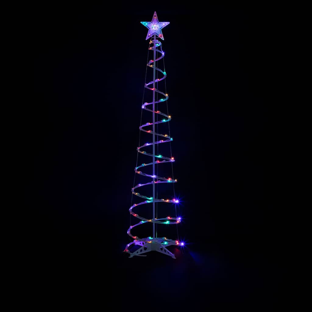 6ft LED Spiral Cone Tree Outdoor Christmas Decoration, Multi Lights - White