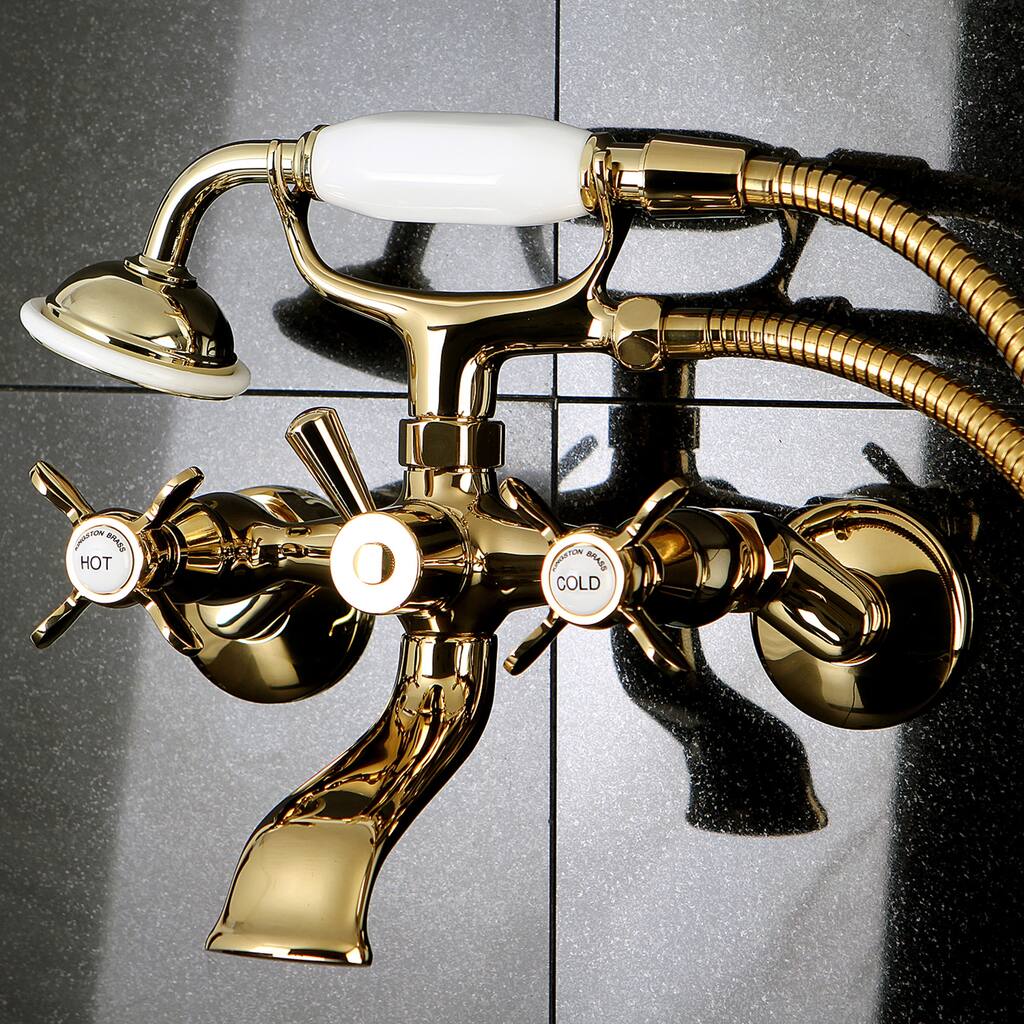 Essex Clawfoot Tub Faucet with Hand Shower in Polished Brass