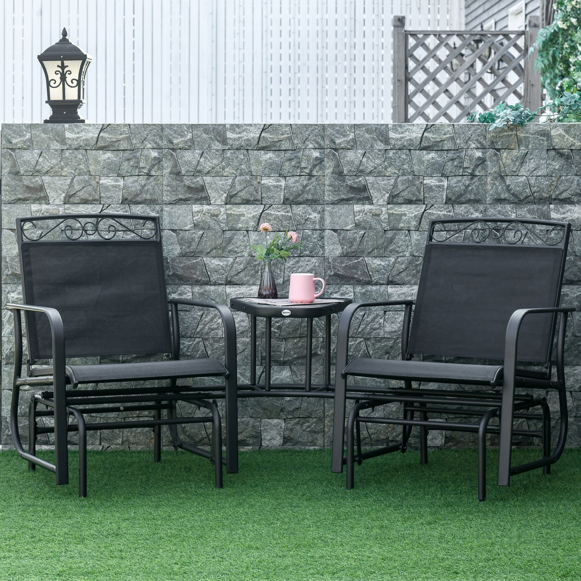 B&m garden table and 2 sales chairs