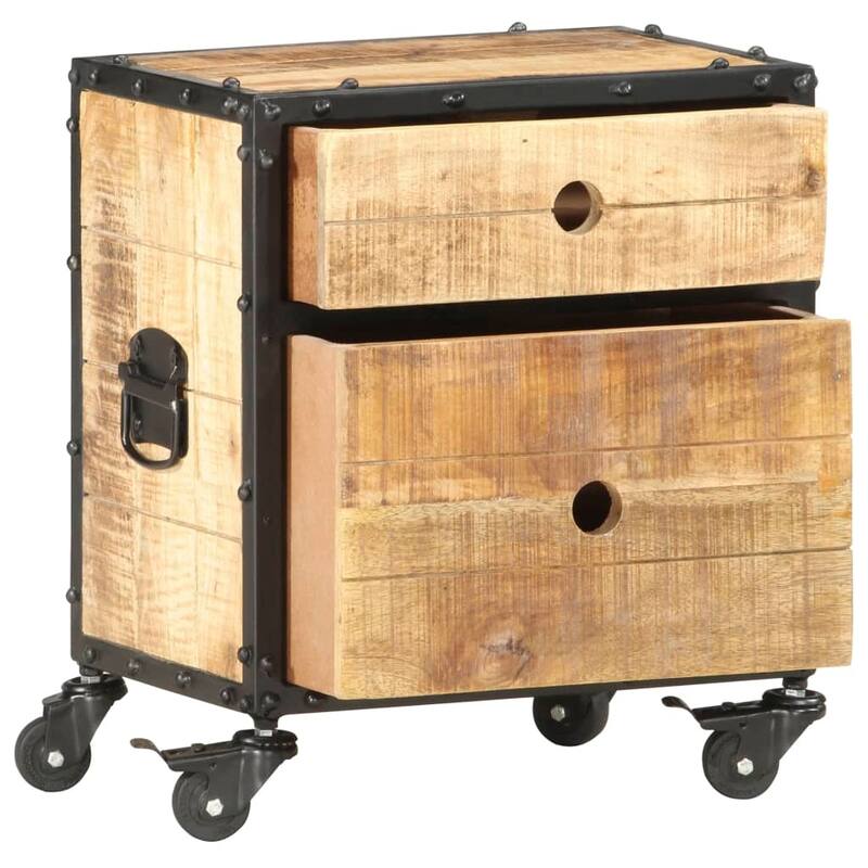 vidaXL Bedside Cabinet 15.7"x11.8"x19.7" Rough Mango Wood