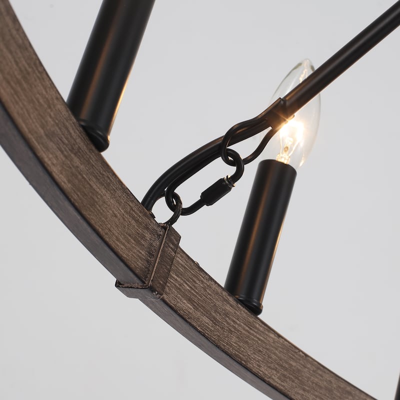 24-Light 51.97-inch Dimmable Round Wagon Wheel Chandelier for Dining Room