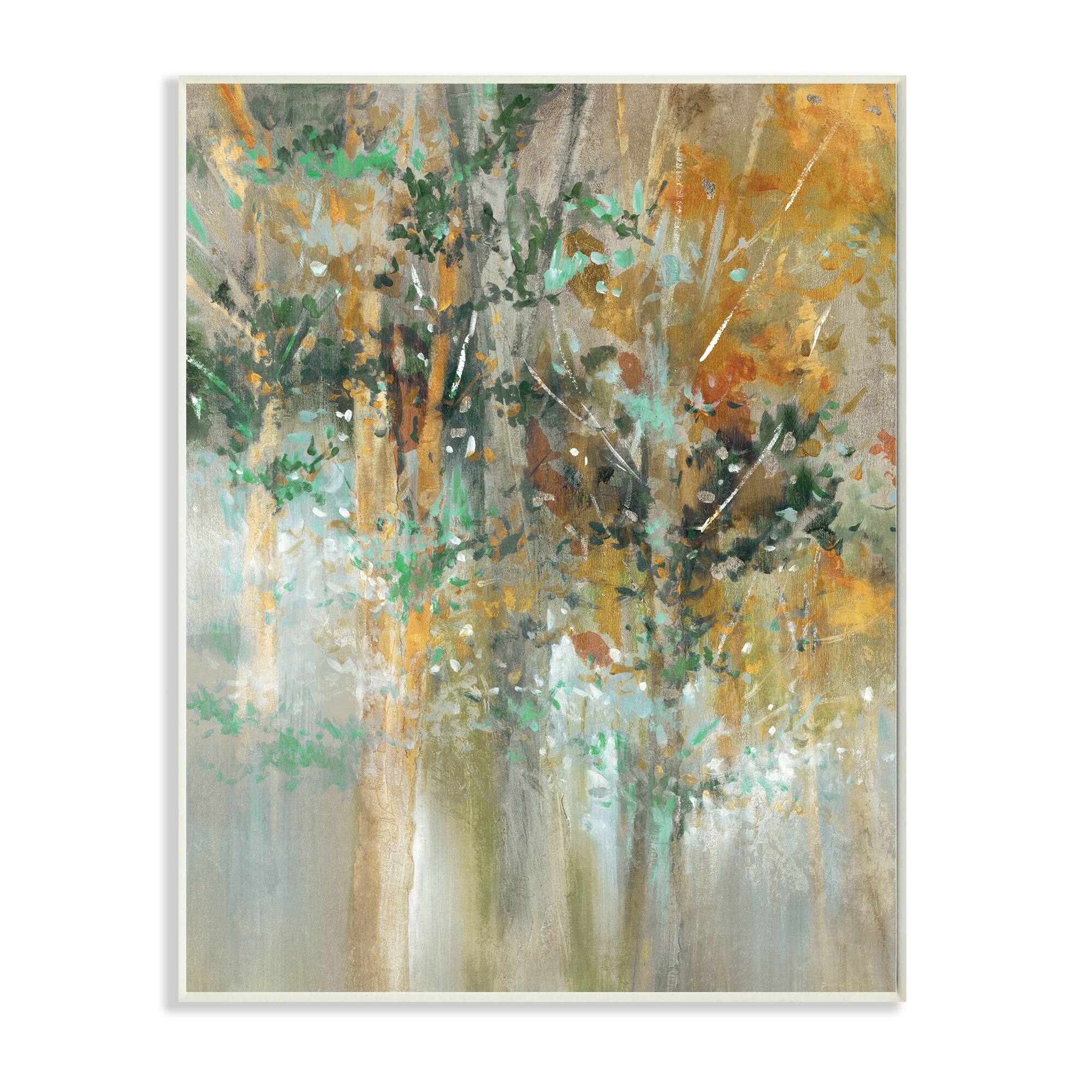 Stupell Magical Woods Landscape Surreal Trees Green Leaves Wood Wall